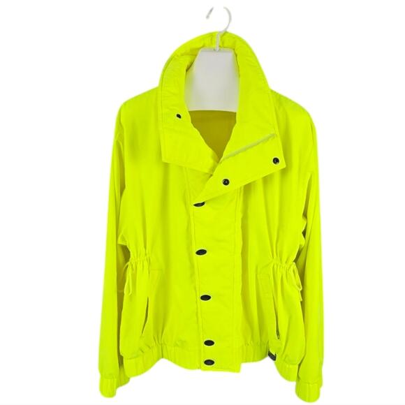 Vintage Neon Yellow Ski Jacket Bobbie Burns Size XL Removable Shoulder Pads - Picture 4 of 14